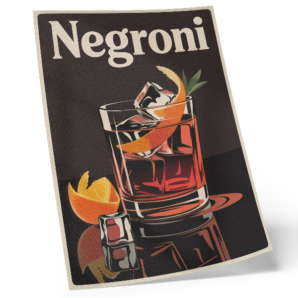 Wandposter Drink met ijs en sinaasappelschil.