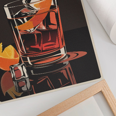 Wandposter Drink met ijs en sinaasappelschil.