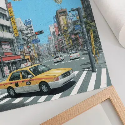Decoratieve poster stedelijk surrealisme met vissen in een moderne straat