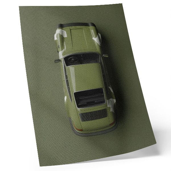 Poster Elegante groene auto, minimalistisch en eenvoudig.
