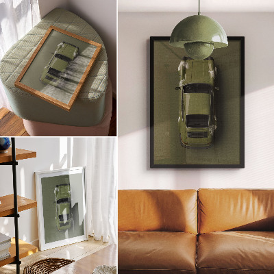 Poster Elegante groene auto, minimalistisch en eenvoudig.
