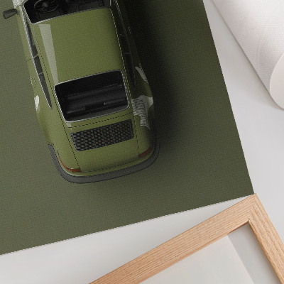 Poster Elegante groene auto, minimalistisch en eenvoudig.