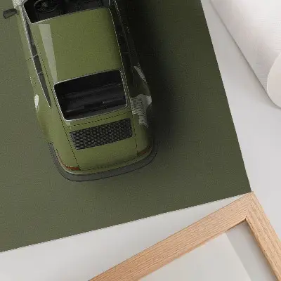 Poster minimale afbeelding van een elegante groene auto