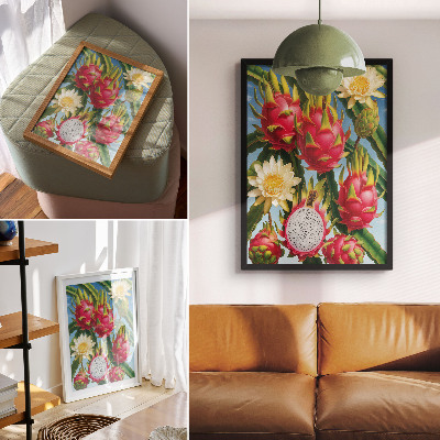Decoratieve poster Exotische vruchten, cactussen, hemel, heldere kleuren