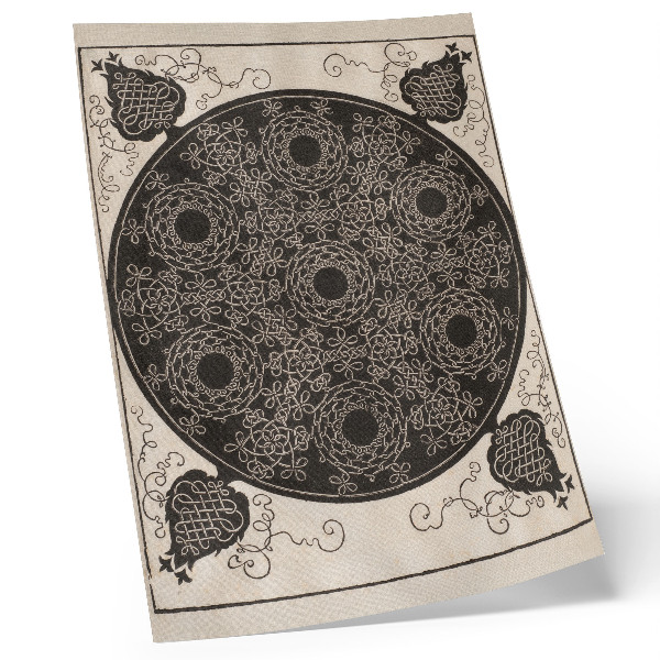 Decoratieve poster De vierde knoop, 7 ronde knoopgroepen met zwarte centra (ca. 1506) van Albrecht Dürer