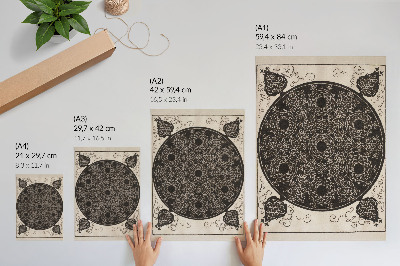Decoratieve poster De vierde knoop, 7 ronde knoopgroepen met zwarte centra (ca. 1506) van Albrecht Dürer