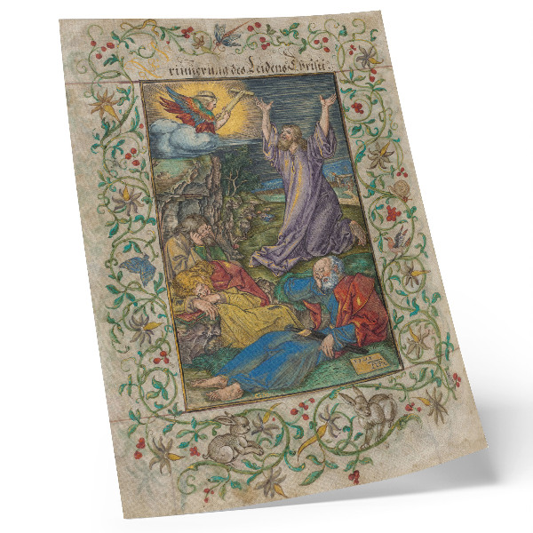 Poster Christus op de Olijfberg (1508 en jaren 1580) van Albrecht Dürer en Georg Mack de Oudere.
