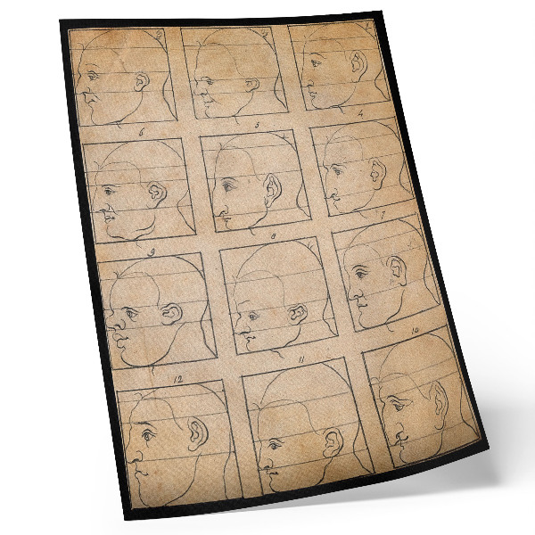 Decoratieve poster Twaalf menselijke profielen in omtrek - tekening van Albert Dürer, ca. 1794