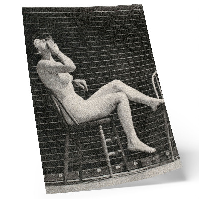 Decoratieve poster Vrouw naakt zittend op een stoel en rokend, Eadweard Muybridge
