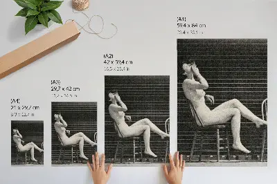 Decoratieve poster vrouw naakt zittend op een stoel en rokend van Eadweard Muybridge