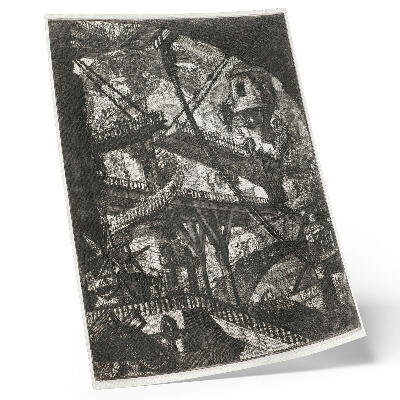 Wandposter Ophaalbrug, plaat VII uit de Carceri d'Invenzione-cyclus, Giovanni Battista Piranesi