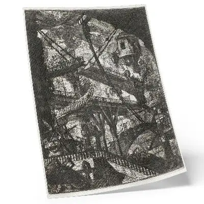 Wandposter Ophaalbrug, plaat VII uit de reeks Carceri d'Invenzione van Giovanni Battista Piranesi