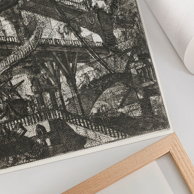 Wandposter Ophaalbrug, plaat VII uit de Carceri d'Invenzione-cyclus, Giovanni Battista Piranesi