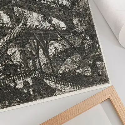 Wandposter Ophaalbrug, plaat VII uit de reeks Carceri d'Invenzione van Giovanni Battista Piranesi