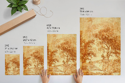 Wandposter Landschap met trappen van Hubert Robert