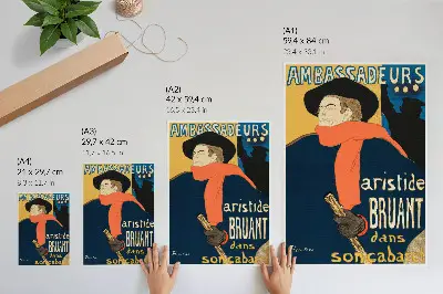 Wandposter van De ambassadeurs van Aristide Bruant dans son cabaret 1892 in hoge resolutie door Henri de Toulouse-Lautrec
