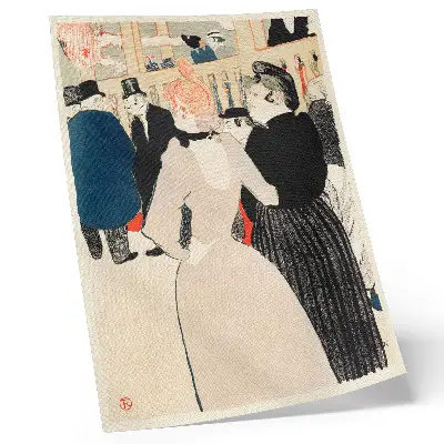 Wandposter hoogwaardige kunstreproductie van In de Moulin Rouge: La Goulue en haar zus (1892) door Henri de Toulouse-Lautrec