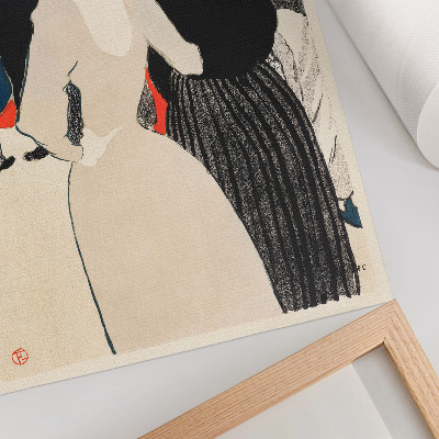 Wandposter In de Moulin Rouge: La Goulue en haar zus (1892), hoge-resolutieprint van Henri de Toulouse-Lautrec