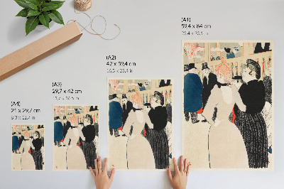 Wandposter In de Moulin Rouge: La Goulue en haar zus (1892), hoge-resolutieprint van Henri de Toulouse-Lautrec