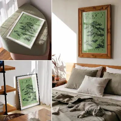Wandposter Bergen boven bergen naar het kunstwerk van Hokusai uit 1834