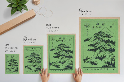 Wandposter Bergen boven bergen van Hokusai (1834)