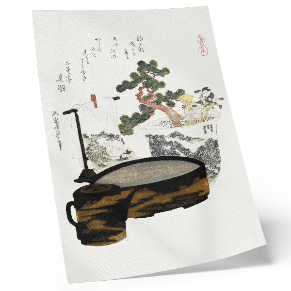Decoratieve poster Katsushiki Hokusai's theetafel (1822) - vintage Japanse houtsnede