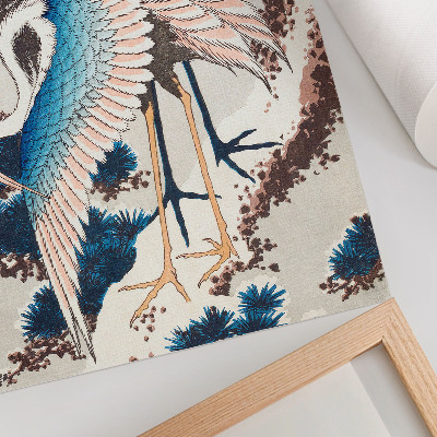 Poster Kraanvogels in een met sneeuw bedekte boom van Katsushiki Hokusai (1834), vintage houtsnede