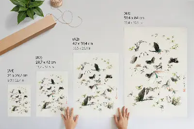 Vlinders en motten van Hokusai (1830-1850) decoratieve poster