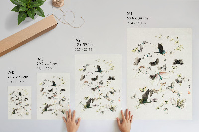 Decoratieve poster Vlinders en motten van Hokusai (1830-1850)