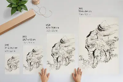 Wandposter de Japanse tijger van Hokusai uit het schetsalbum 1760-1849
