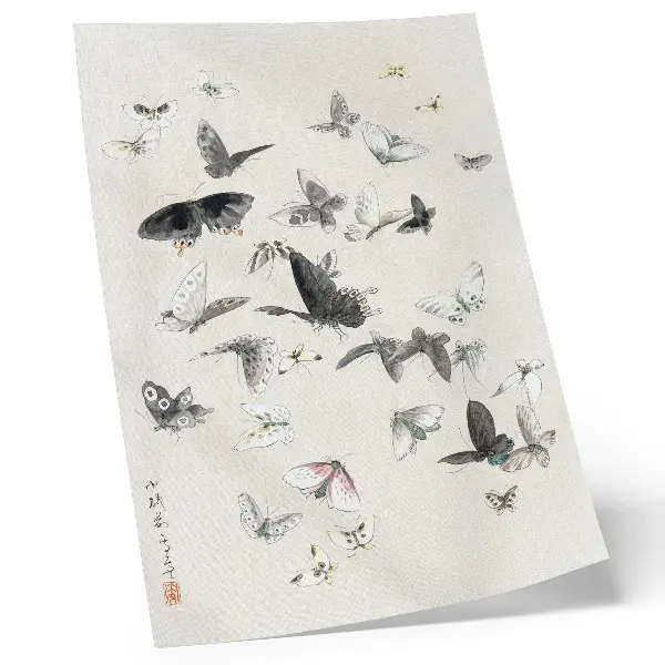 De vlinders en motten van Hokusai poster
