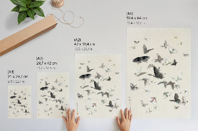 Poster De vlinders en motten van Hokusai