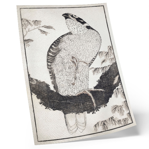 Poster Vogel uit het schetsalbum van Katsushika Hokusai (1814), vintage Japanse houtsnede