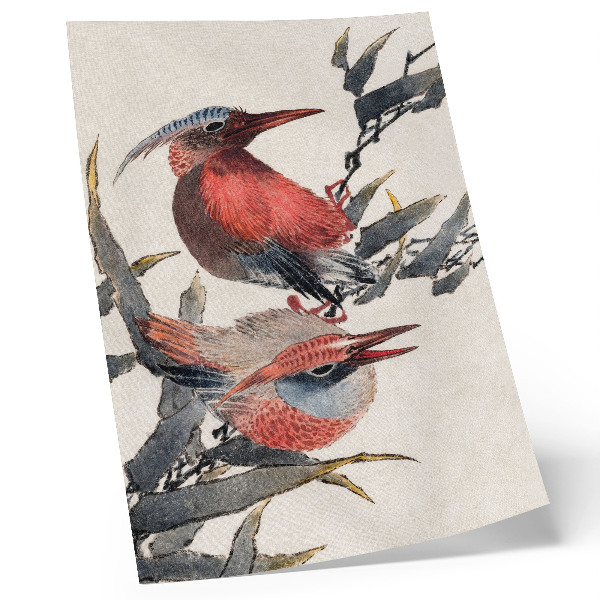 Decoratieve poster Vogels van Katsushika Hokusai uit het schetsalbum (1814), vintage Japanse houtsneden