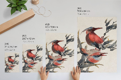 Decoratieve poster Vogels van Katsushika Hokusai uit het schetsalbum (1814), vintage Japanse houtsneden