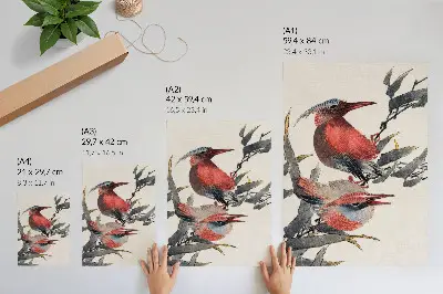 Decoratieve poster vogels van Katsushika Hokusai uit het schetsalbum uit 1814, vintage Japanse houtsnede