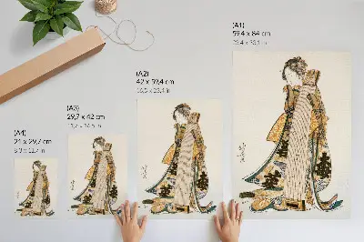 Decoratieve poster met een Japanse Hokusai print in vintage ukiyo-e-stijl
