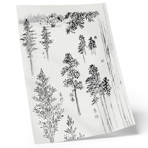 Poster De dennenbomen van Hokusai (1800-1900) – vintage Japanse houtsnede