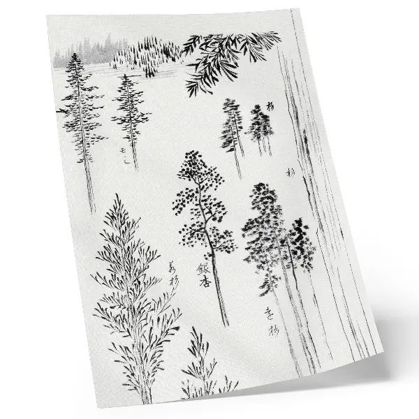 Poster van De dennenbomen van Hokusai vintage Japanse houtsnede uit 1800-1900