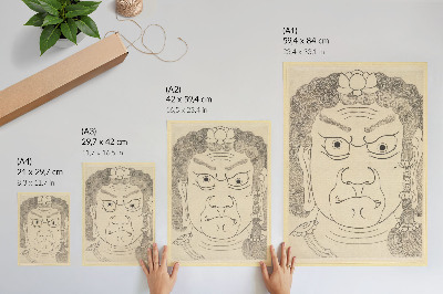 Decoratieve poster Fudō Myōō-masker, Katsushika Hokusai School