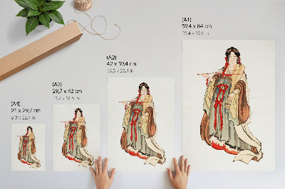 Decoratieve poster Benten (Godin van de Liefde) (18e-19e eeuw), een illustratie van een Japanse vrouw uit het stenen tijdperk door Katsushika Hokusai