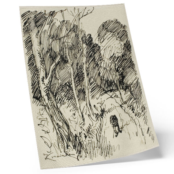 Decoratieve poster Boslandschap met een zwerver van Théophile-Alexandre Pierre Steinlen