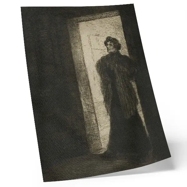 Decoratieve poster Op de drempel van Théophile-Alexandre Pierre Steinlen