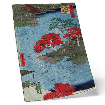 Wandposter Herfst bij de Akiba-tempel in Ukiji (1857), antieke Japanse prenten van Utagawa Hiroshige