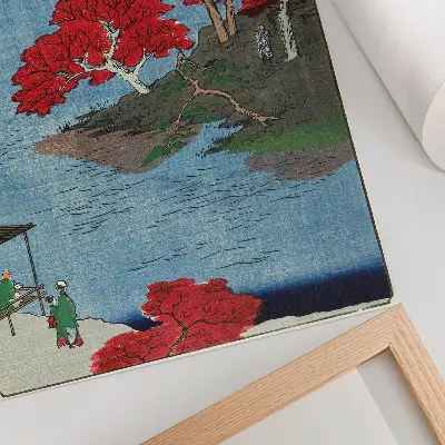Wandposter Herfst bij de Akiba-tempel in Ukiji (1857), antieke Japanse prent van Utagawa Hiroshige