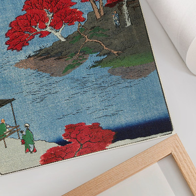 Wandposter Herfst bij de Akiba-tempel in Ukiji (1857), antieke Japanse prenten van Utagawa Hiroshige