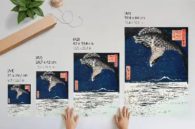 Decoratieve poster met de Japanse Havik uit 1857 in vintage Ukiyo-e stijl van Utagawa Hiroshige