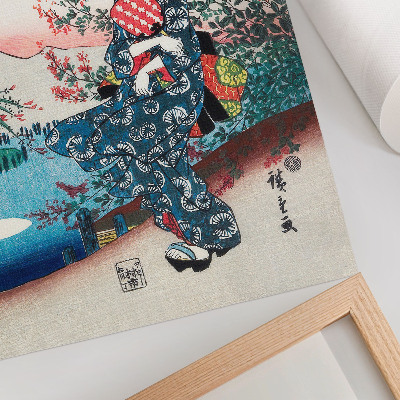 Poster Japanse vrouw (1844-1846), vintage houtsnede van Utagawa Hiroshige