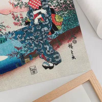 Poster Japanse vrouw vintage houtsnede van Utagawa Hiroshige uit 1844-1846