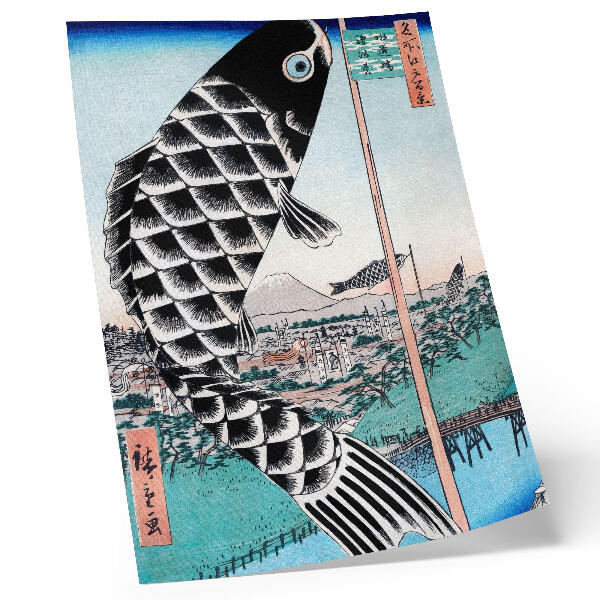 Decoratieve poster Utagawa Hiroshige's Suidobashi en Surugadai-brug (1857)